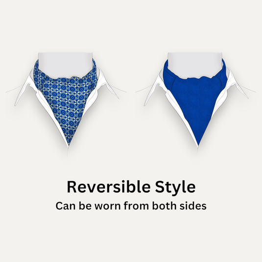 The Lattice Bloom Cravat - Ivory with Blue