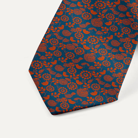 The Garden Chronicle Silk Tie – Blue & Red