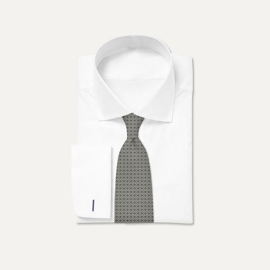 The Lattice Bloom Silk Tie – Black & White
