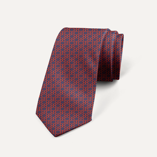 The Lattice Bloom Silk Tie – Wine & Blue