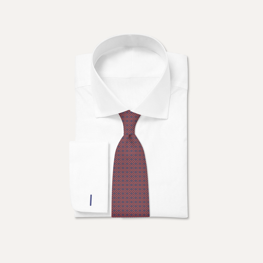 The Lattice Bloom Silk Tie – Wine & Blue