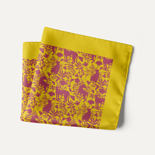 The Hidden Jungle Pocket Square – Lemon & Raspberry
