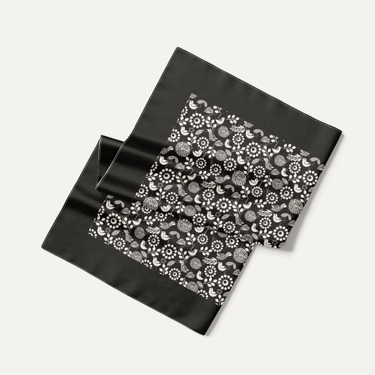 The Garden Chronicle Pocket Square – Black & Ivory