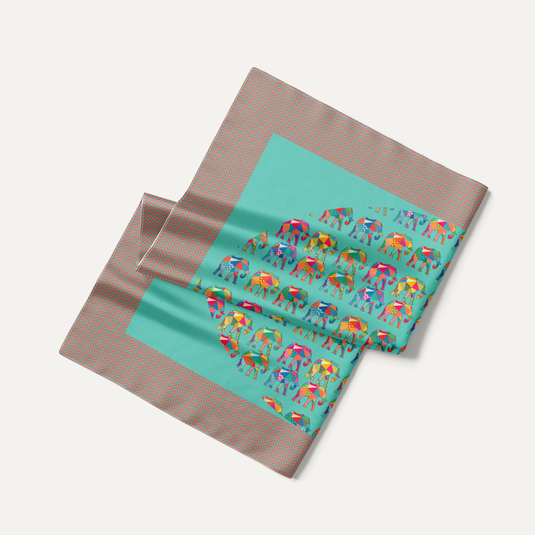 The Elephant Mosaic Pocket Square – Aqua