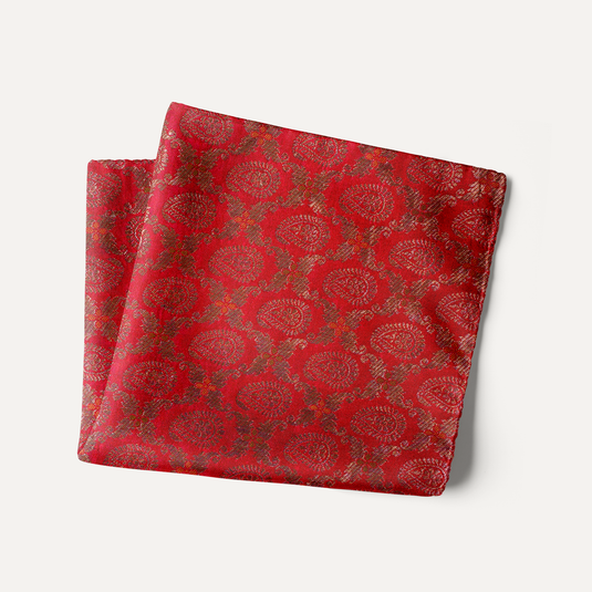 The Banaras Kairi Pocket Square – Red