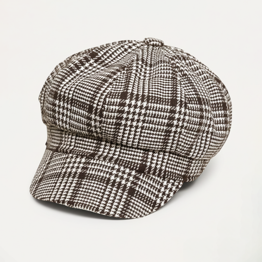 The Checkered Bakerboy Cap - Black & White