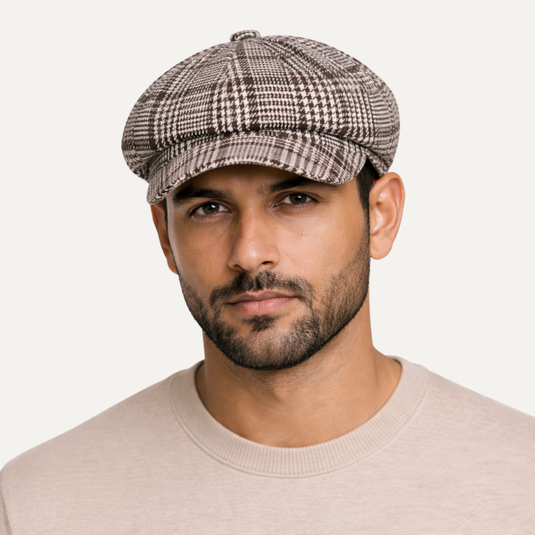 The Checkered Bakerboy Cap - Black & White