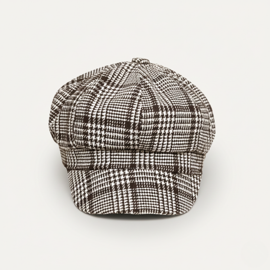 The Checkered Bakerboy Cap - Black & White