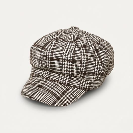 The Checkered Bakerboy Cap - Black & White