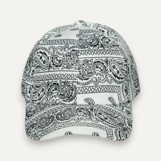 The Patterned Baseball Cap – Black & White Paisley