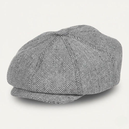 The Quiet Hours Baker Boy Cap (Grey Herringbone)
