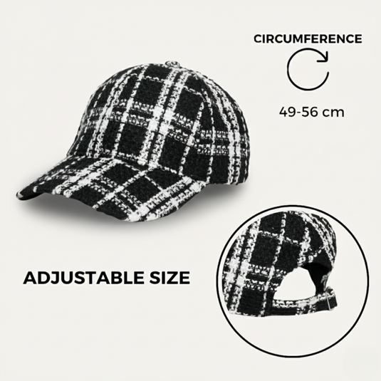 The Checkmate Baseball Cap – Black & White Plaid