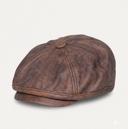 Chokore Retro Leather Newsboy Cap (Coffee)