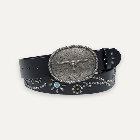 The Bull Head Buckle Belt – Black