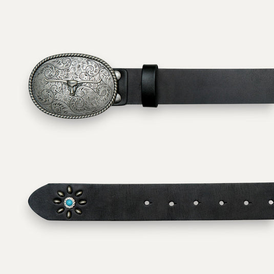 The Bull Head Buckle Belt – Black