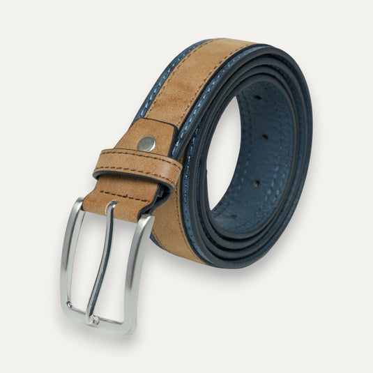 The Contrast Edge Belt – Tan & Blue