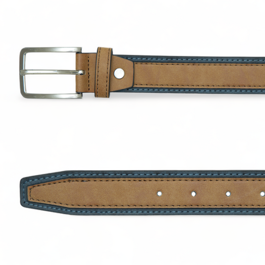 The Contrast Edge Belt – Tan & Blue