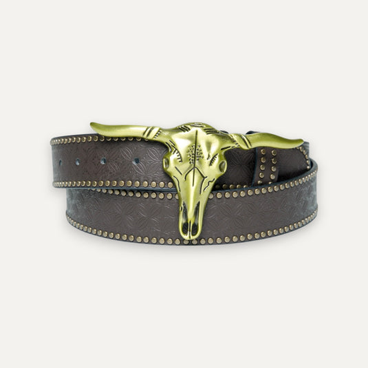 The Bull Skull Buckle Belt – Brown