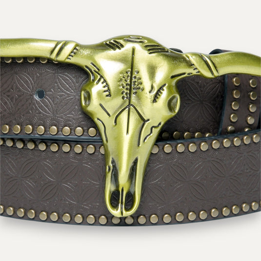 The Bull Skull Buckle Belt – Brown