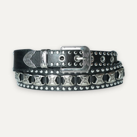 The Studded Western Buckle Belt – Black