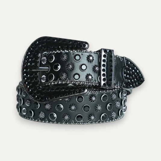 The Crystal Stud Buckle Belt – Grey