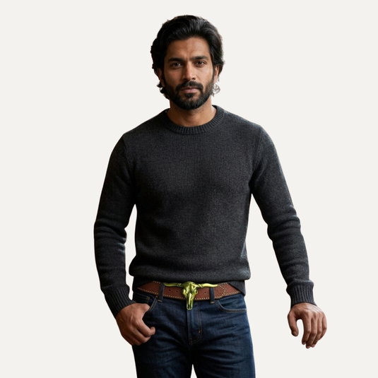 The Bull Skull Buckle Belt – Brown