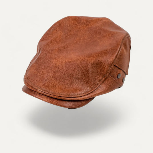 Chokore PU Leather Ivy Cap with Rivet Detailing (Khaki)