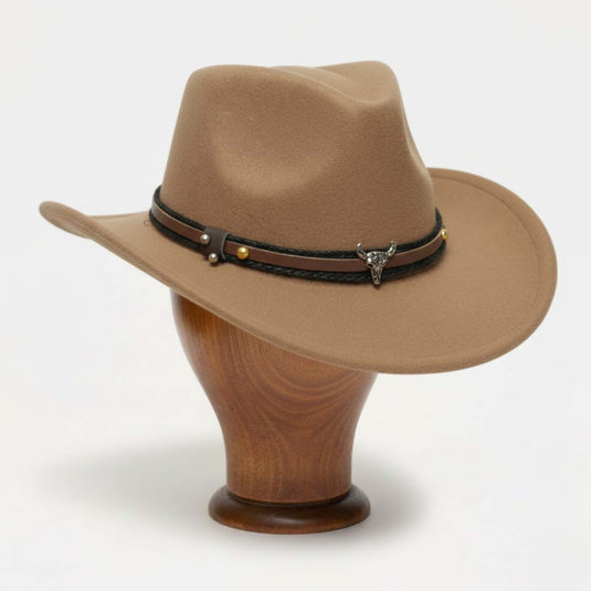 Fedora with Bull Skull Leather Band