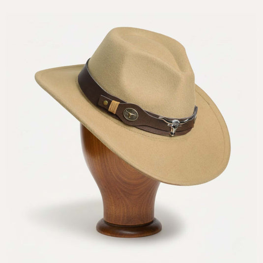 Fedora with Longhorn Leather Band (Sandstone)