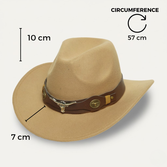 Fedora with Longhorn Leather Band (Sandstone)