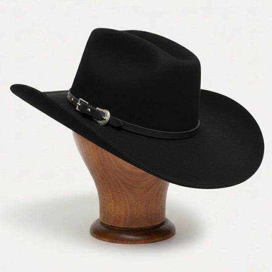 Cowboy Hat with Buckle Belt (Black)