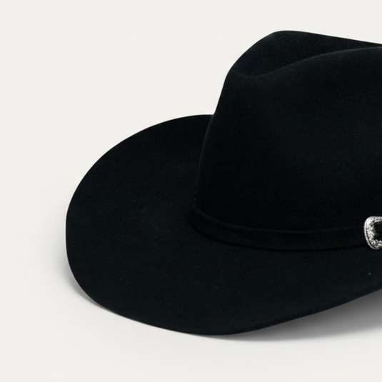 Cowboy Hat with Buckle Belt (Black)
