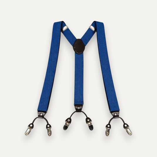 The Six Point Suspenders — Blue Herringbone