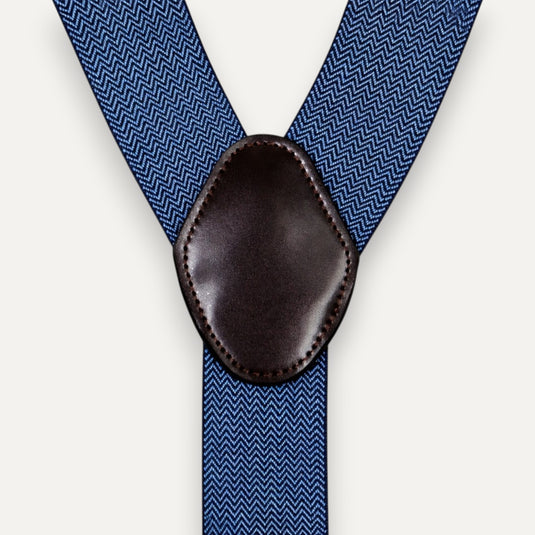 The Six Point Suspenders — Blue Herringbone