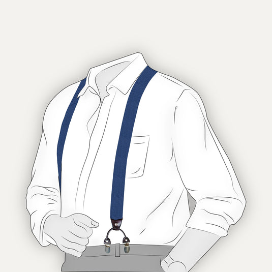 The Six Point Suspenders — Blue Herringbone