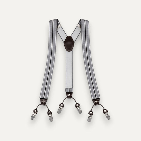 The Six Point Suspenders – Grey Stripe