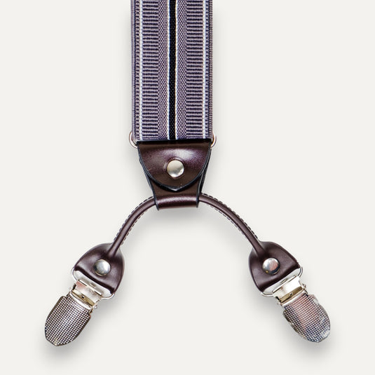 The Six Point Suspenders – Grey Stripe