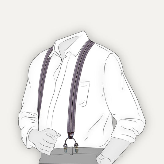 The Six Point Suspenders – Grey Stripe