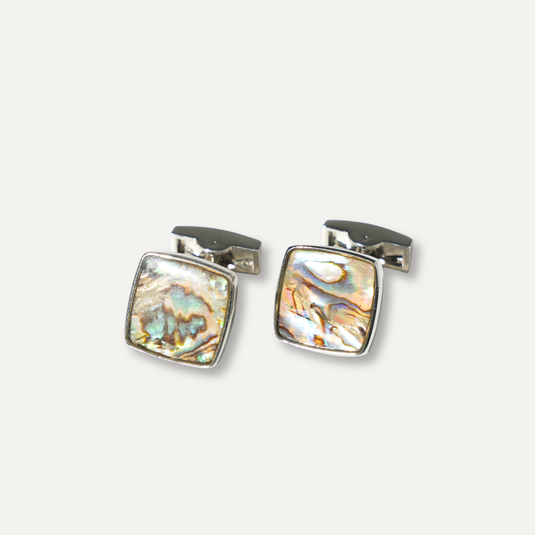 The Abalone Stone Cuff Links – Silver