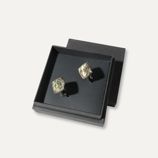 The Abalone Stone Cuff Links – Silver