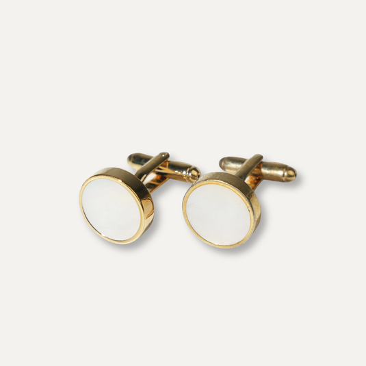The Classic Round Cuff Links – Gold & Ivory