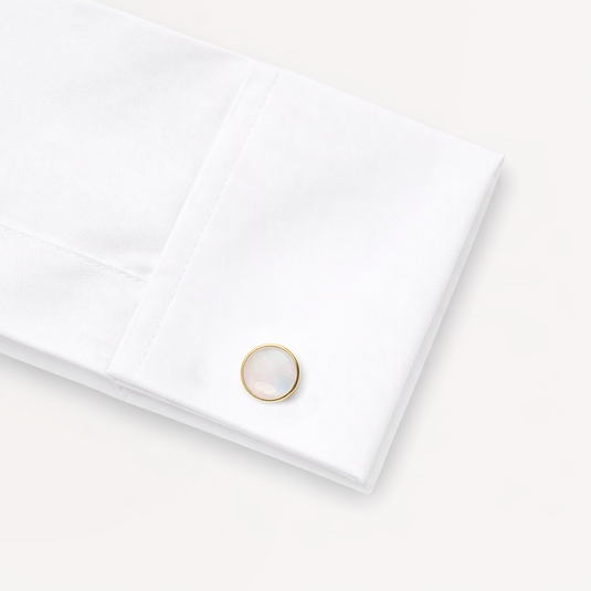 The Classic Round Cuff Links – Gold & Ivory