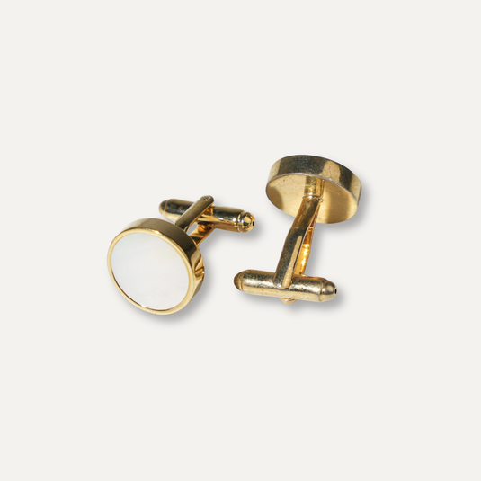 The Classic Round Cuff Links – Gold & Ivory