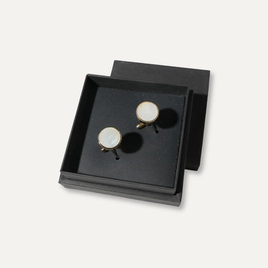 The Classic Round Cuff Links – Gold & Ivory
