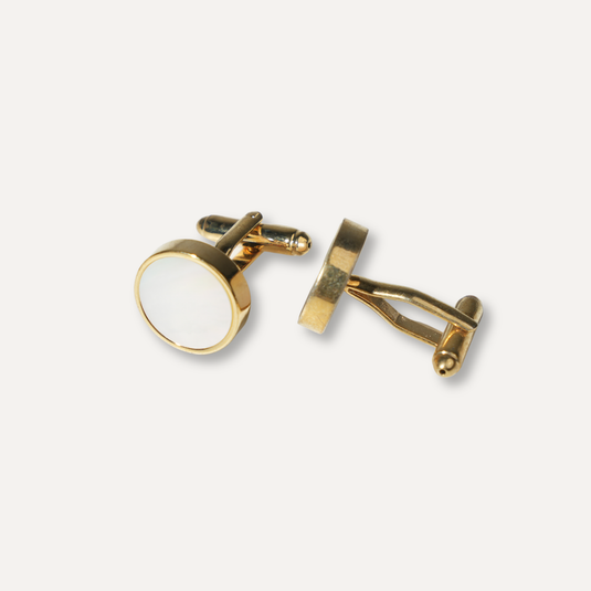 The Classic Round Cuff Links – Gold & Ivory