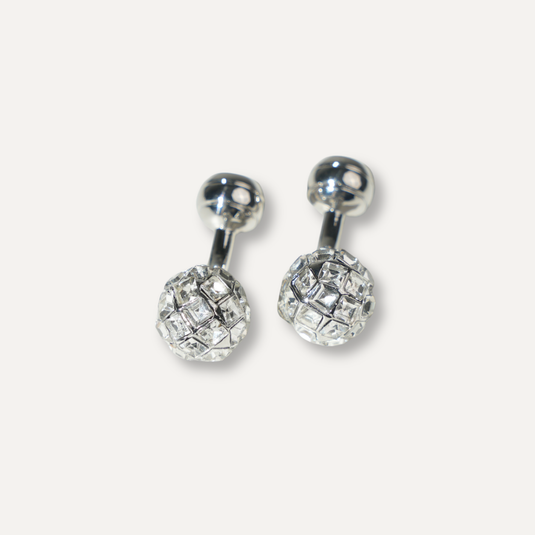 The Mosaic Sphere Cuff Links – Clear & Silver