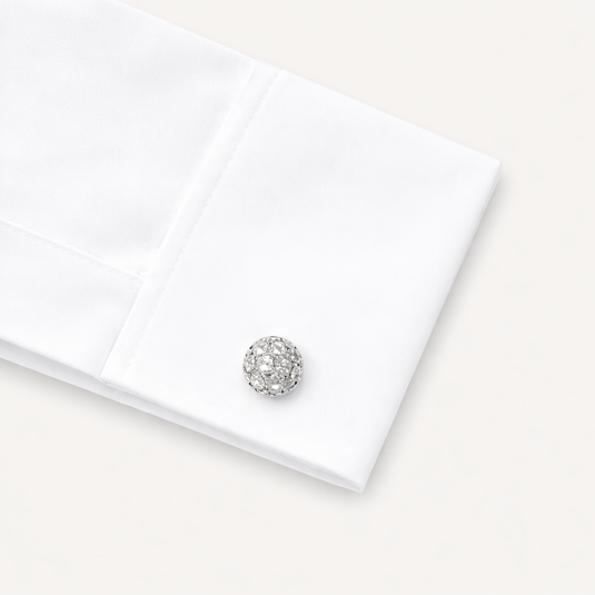 The Mosaic Sphere Cuff Links – Clear & Silver