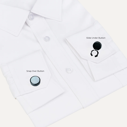 The Edge Disc Cuff Buttons – White & Gunmetal