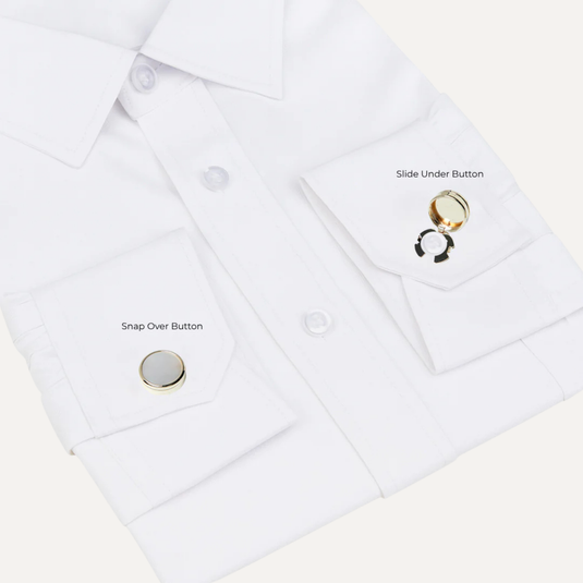 The Edge Disc Cuff Buttons – White & Gold