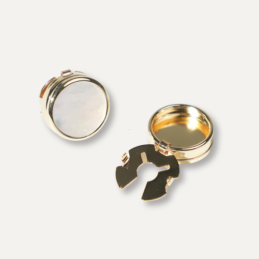 The Edge Disc Cuff Buttons – White & Gold